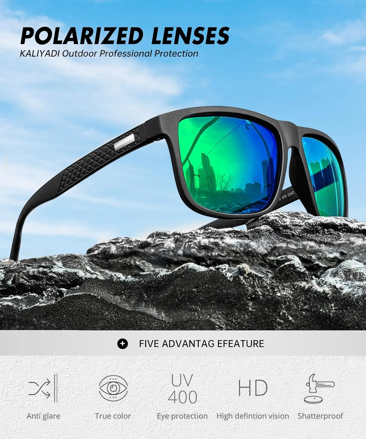 KALIYADI Sunglasses-Men Polarized-Sunglasses Mens Sunglasses: Sun Glasses Polarized UV Protection Unisex Driving Fishing Golf
