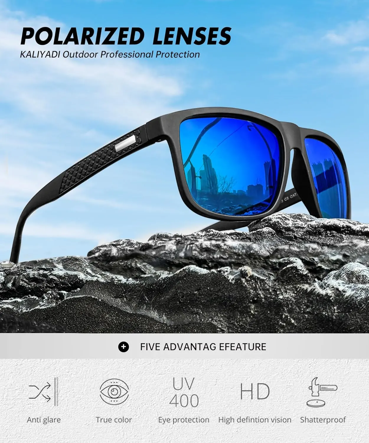KALIYADI Sunglasses-Men Polarized-Sunglasses Mens Sunglasses: Sun Glasses Polarized UV Protection Unisex Driving Fishing Golf