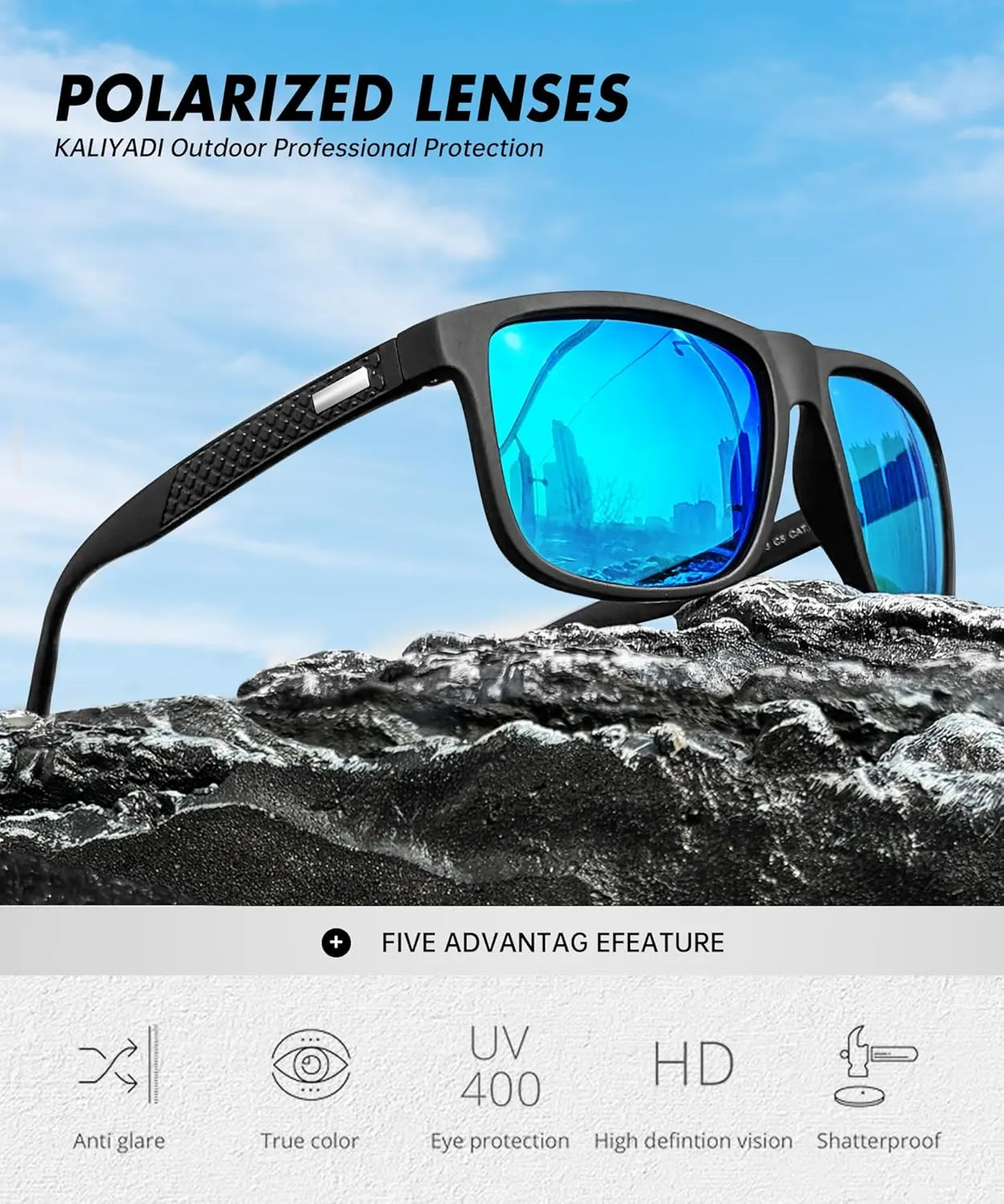 KALIYADI Sunglasses-Men Polarized-Sunglasses Mens Sunglasses: Sun Glasses Polarized UV Protection Unisex Driving Fishing Golf