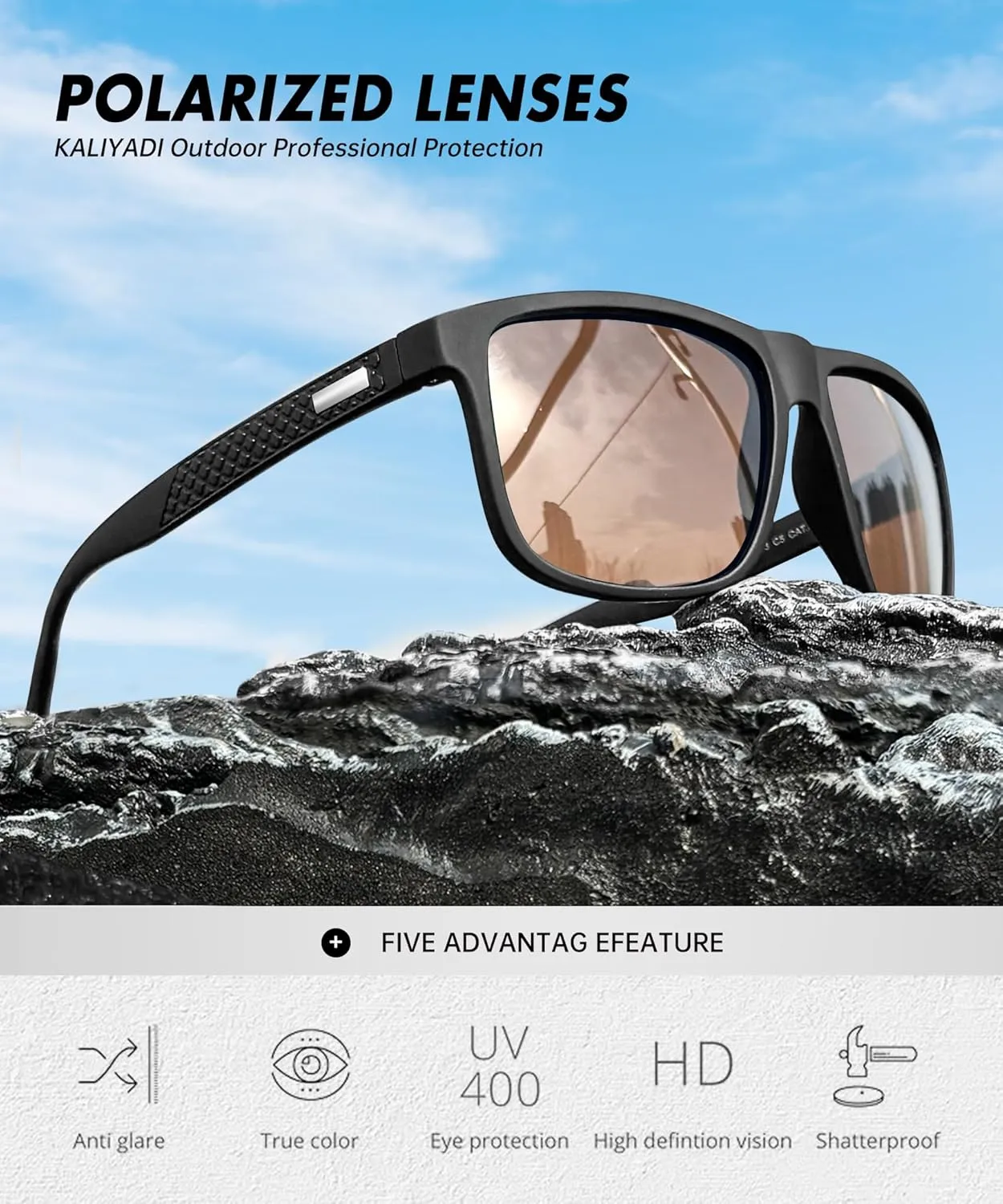 KALIYADI Sunglasses-Men Polarized-Sunglasses Mens Sunglasses: Sun Glasses Polarized UV Protection Unisex Driving Fishing Golf