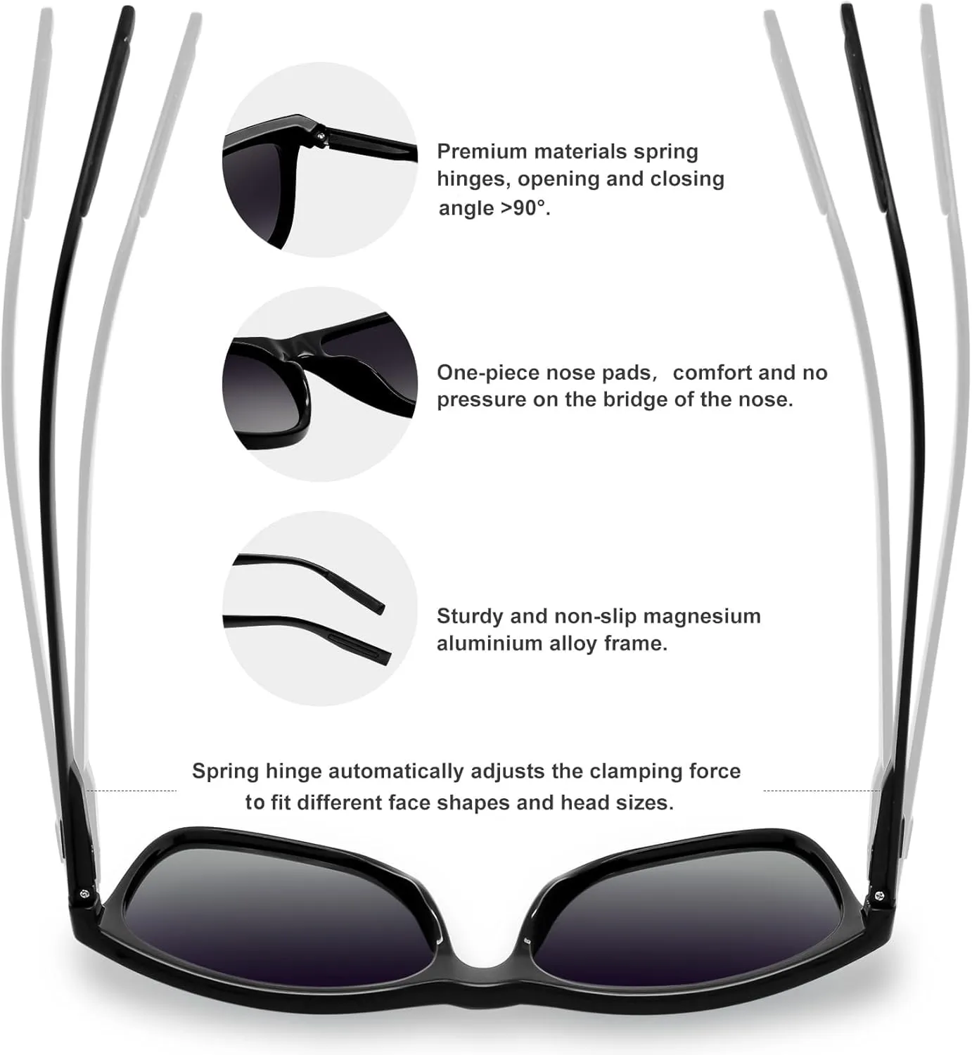 KANASTAL Polarized Sunglasses for Men Women UV400 Classic Square Design Sun Glasses Fashion Shades