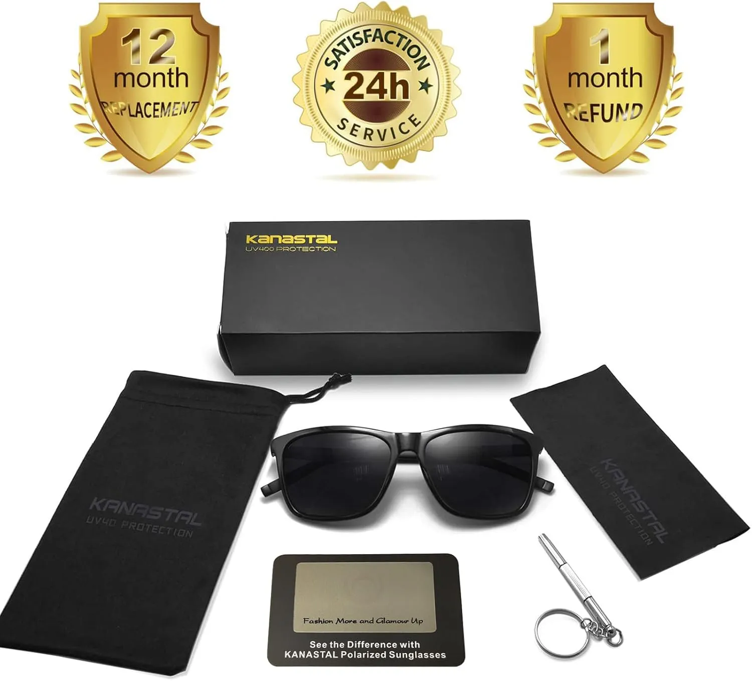 KANASTAL Polarized Sunglasses for Men Women UV400 Classic Square Design Sun Glasses Fashion Shades