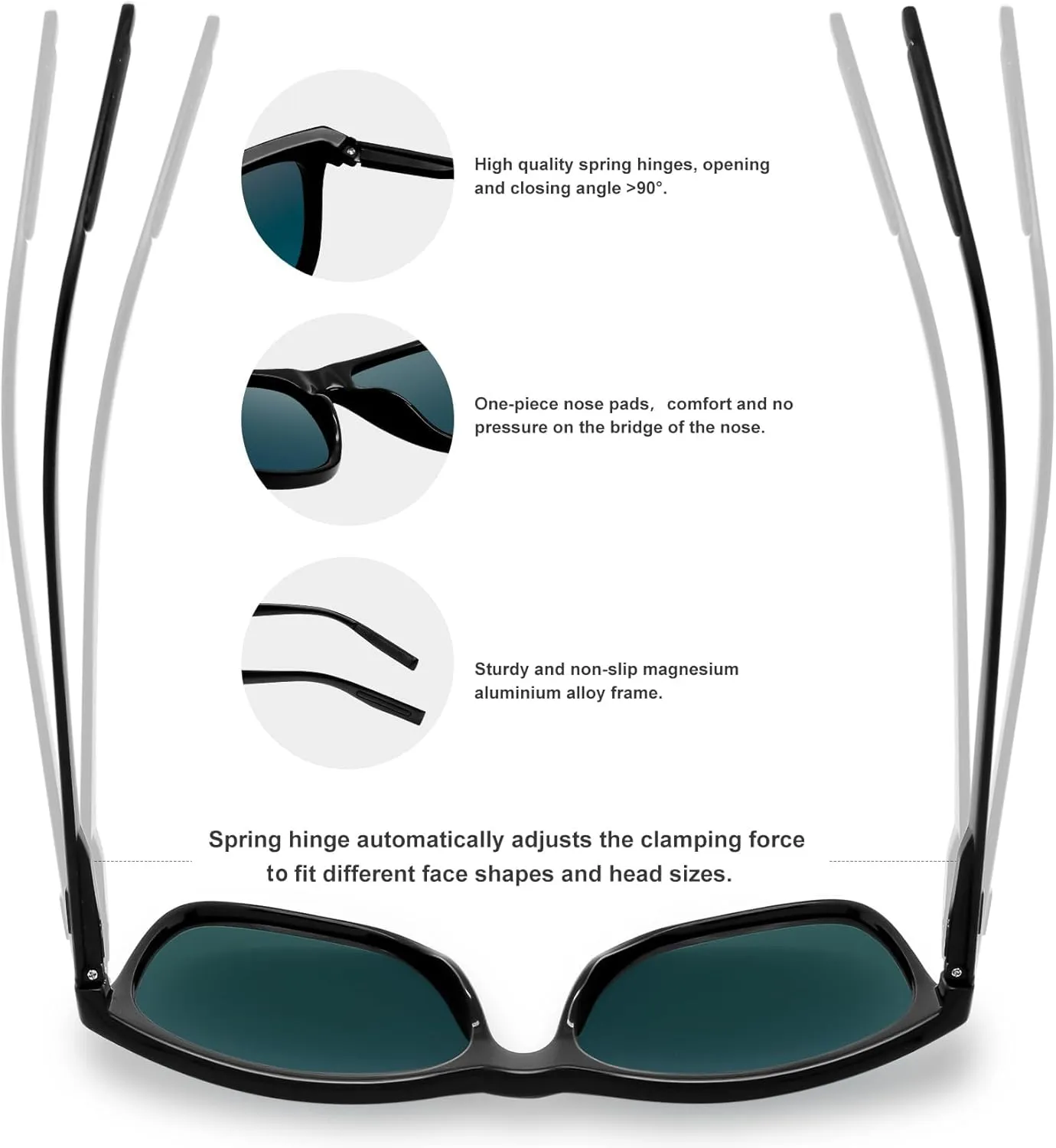 KANASTAL Polarized Sunglasses for Men Women UV400 Classic Square Design Sun Glasses Fashion Shades