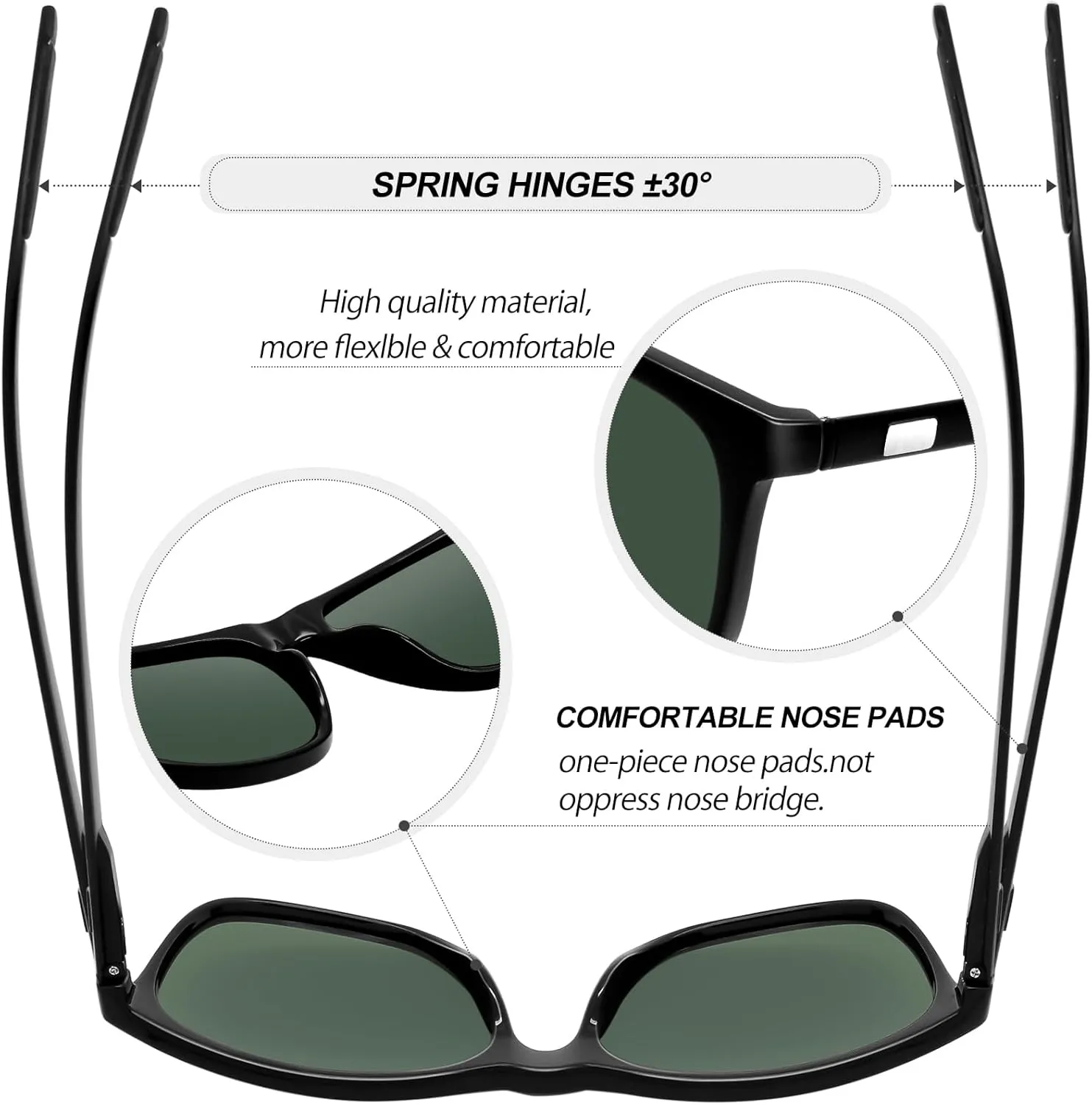 KANASTAL Polarized Sunglasses for Men Women UV400 Classic Square Design Sun Glasses Fashion Shades
