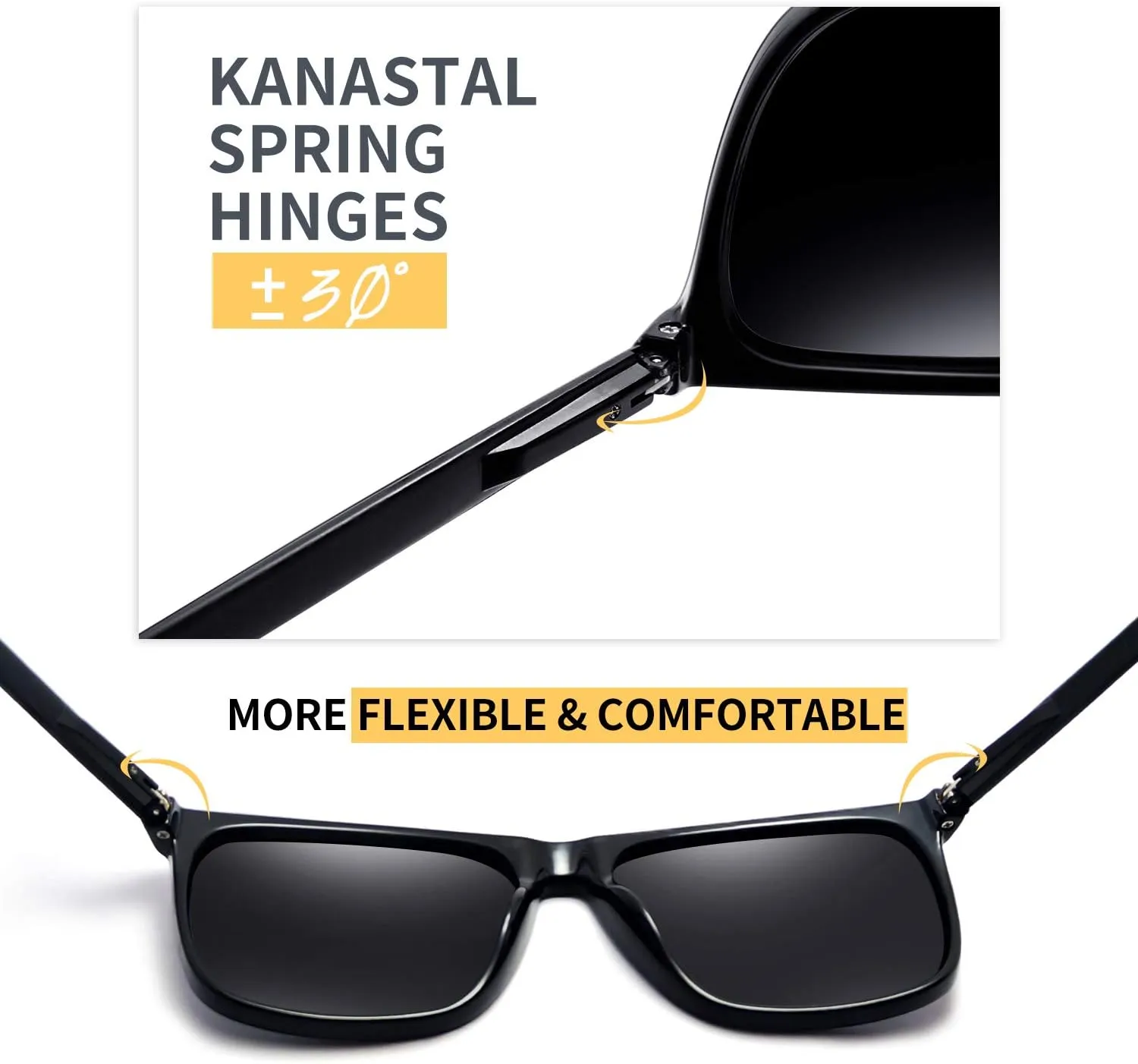 KANASTAL Polarized Sunglasses for Men Women UV400 Classic Square Design Sun Glasses Fashion Shades