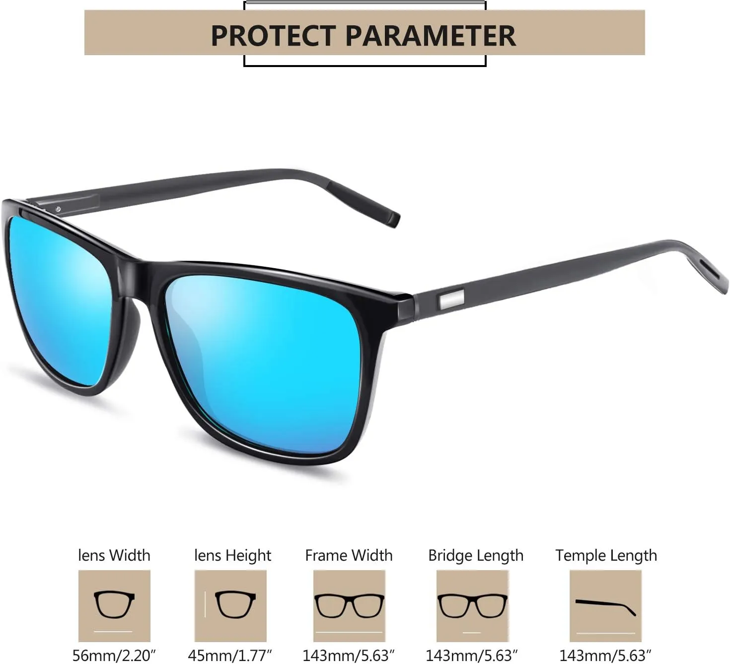 KANASTAL Polarized Sunglasses for Men Women UV400 Classic Square Design Sun Glasses Fashion Shades