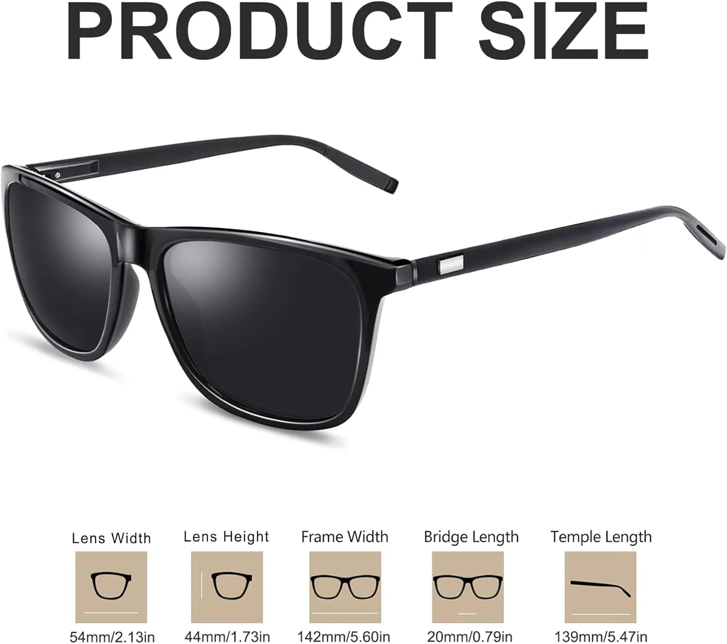 KANASTAL Polarized Sunglasses for Men Women UV400 Classic Square Design Sun Glasses Fashion Shades