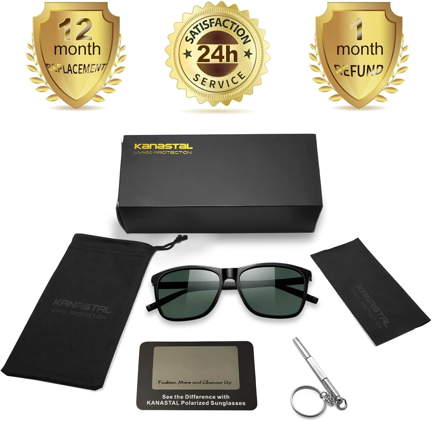 KANASTAL Polarized Sunglasses for Men Women UV400 Classic Square Design Sun Glasses Fashion Shades