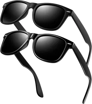 KANASTAL Polarized Sunglasses for Men Women with UV400 Protection Classic Square Sun Glasses Fashion Trendy Shades 2 Pack