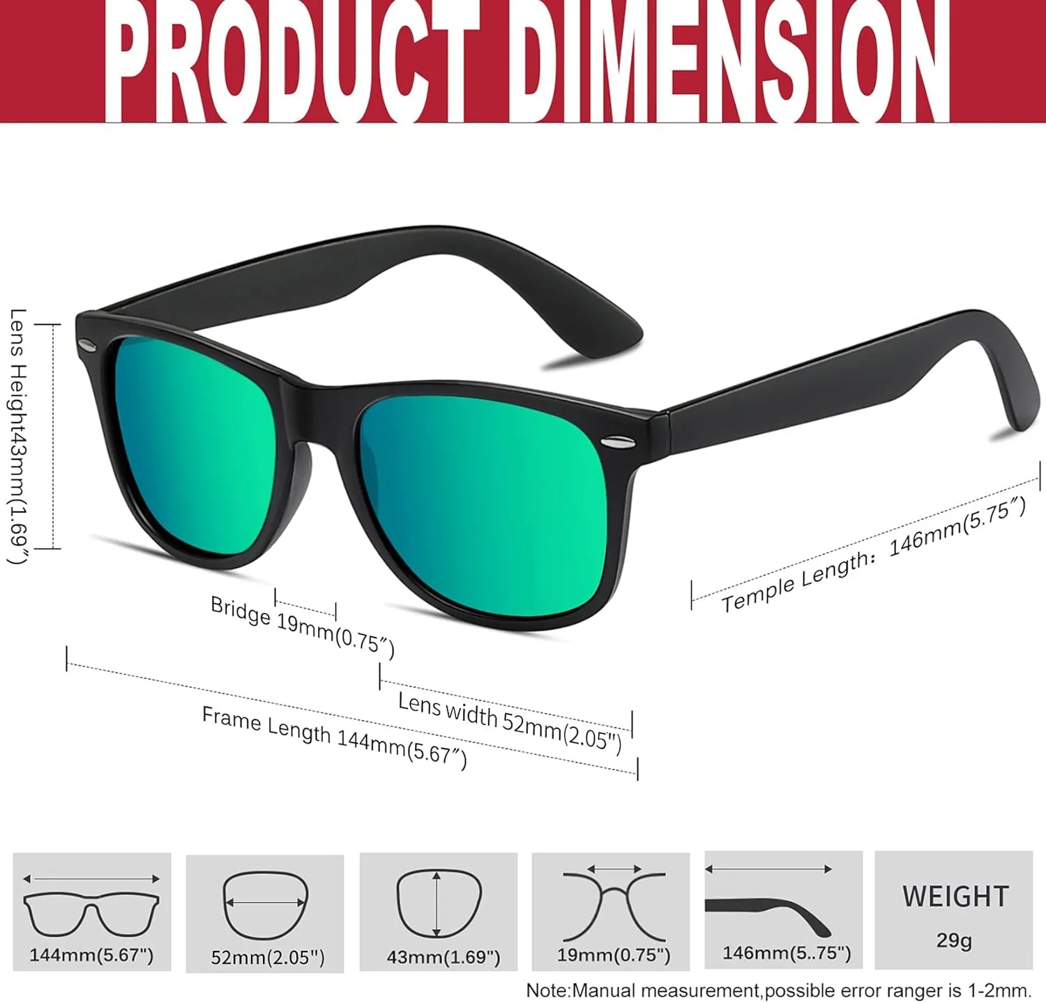 KANASTAL Polarized Sunglasses for Men Women with UV400 Protection Classic Square Sun Glasses Fashion Trendy Shades 2 Pack