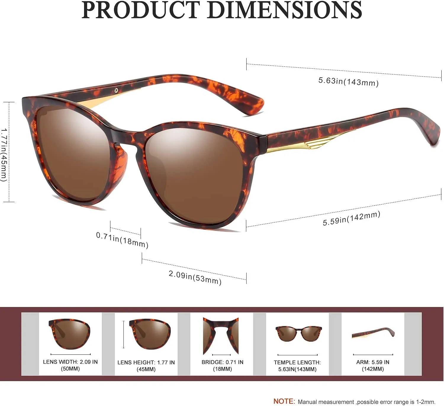 KANASTAL Polarized Sunglasses for Women Men with UV400 Classic Vintage Sun Glasses Women Fashion Trendy Horn Design Shades