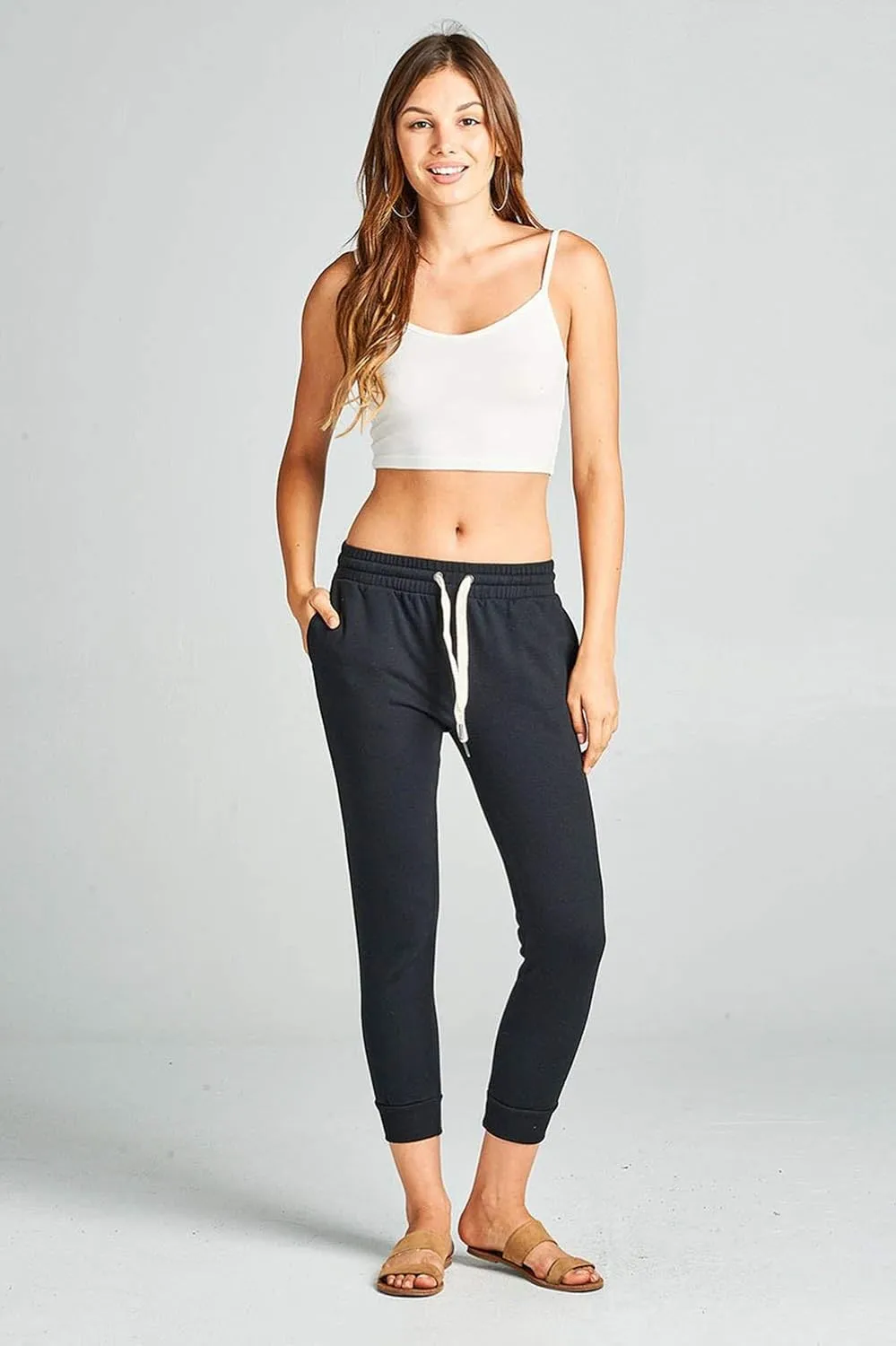 Khanomak Women's Active Yoga French Terry Sweatpants Workout Joggers Pants