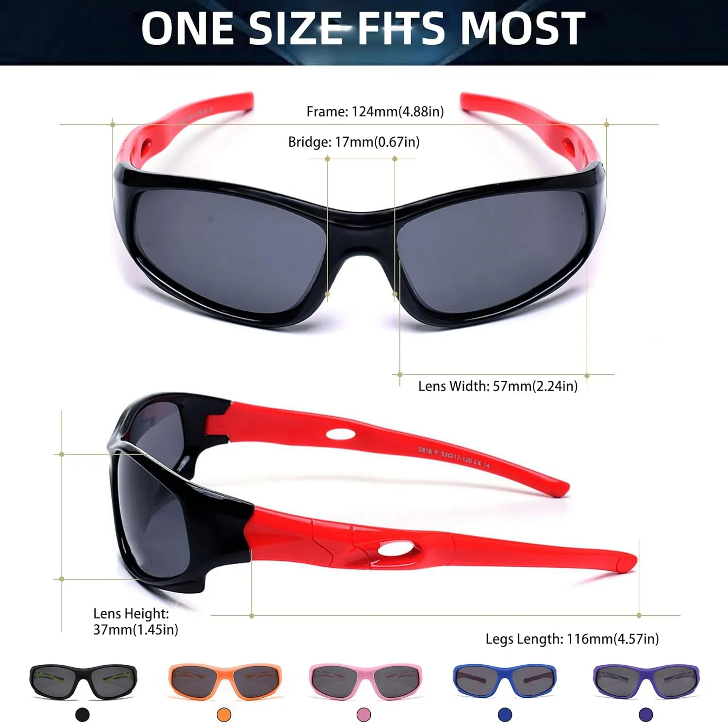 Kids Sunglasses Boys Girls Sports Polarized Sunglasses for kids Child Youth Baseball Beach Sun Glass with Strap