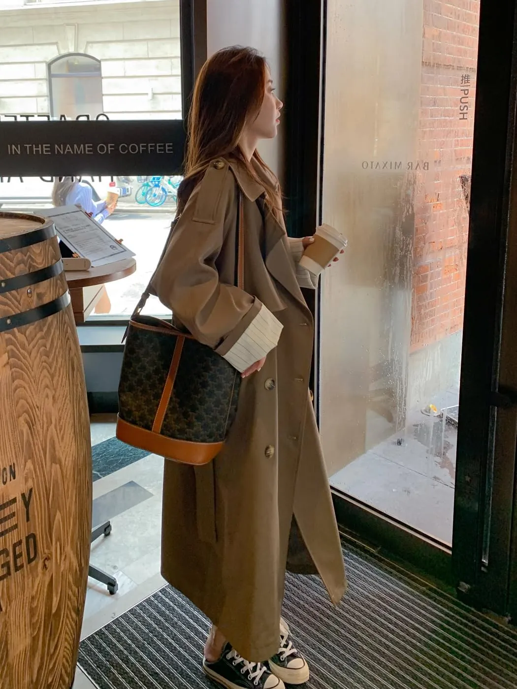 Korean Style Oversized Long Double-Breasted Trench Coats for Women Spring Fall Women’s Windbreaker Coat Outerwear