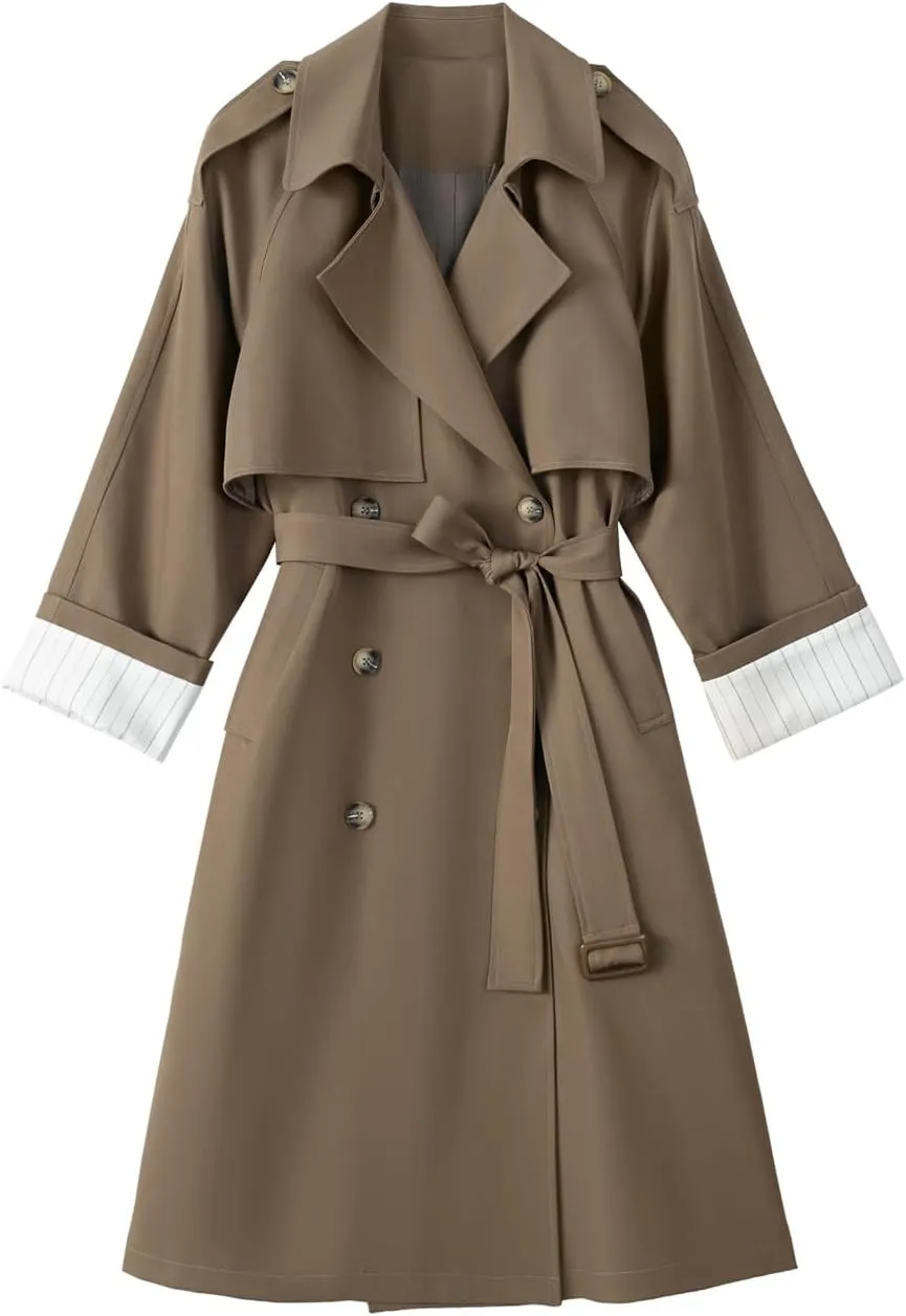 Korean Style Oversized Long Double-Breasted Trench Coats for Women Spring Fall Women’s Windbreaker Coat Outerwear