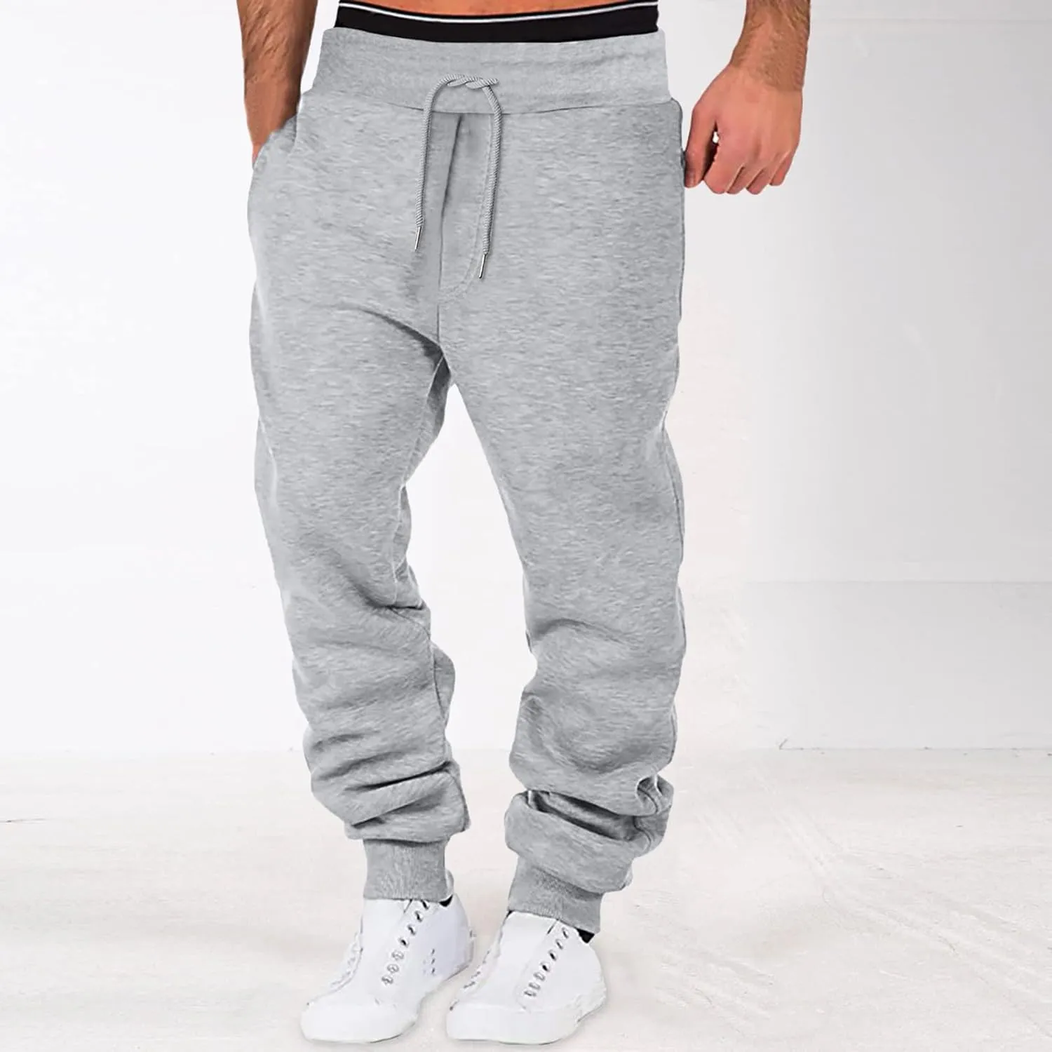LCMTWX Mens Hiking Pants Elastic Casual Sport Joggings Solid Sweatpants Pockets Men's Casual Pants Men Joggers Mens Joggers