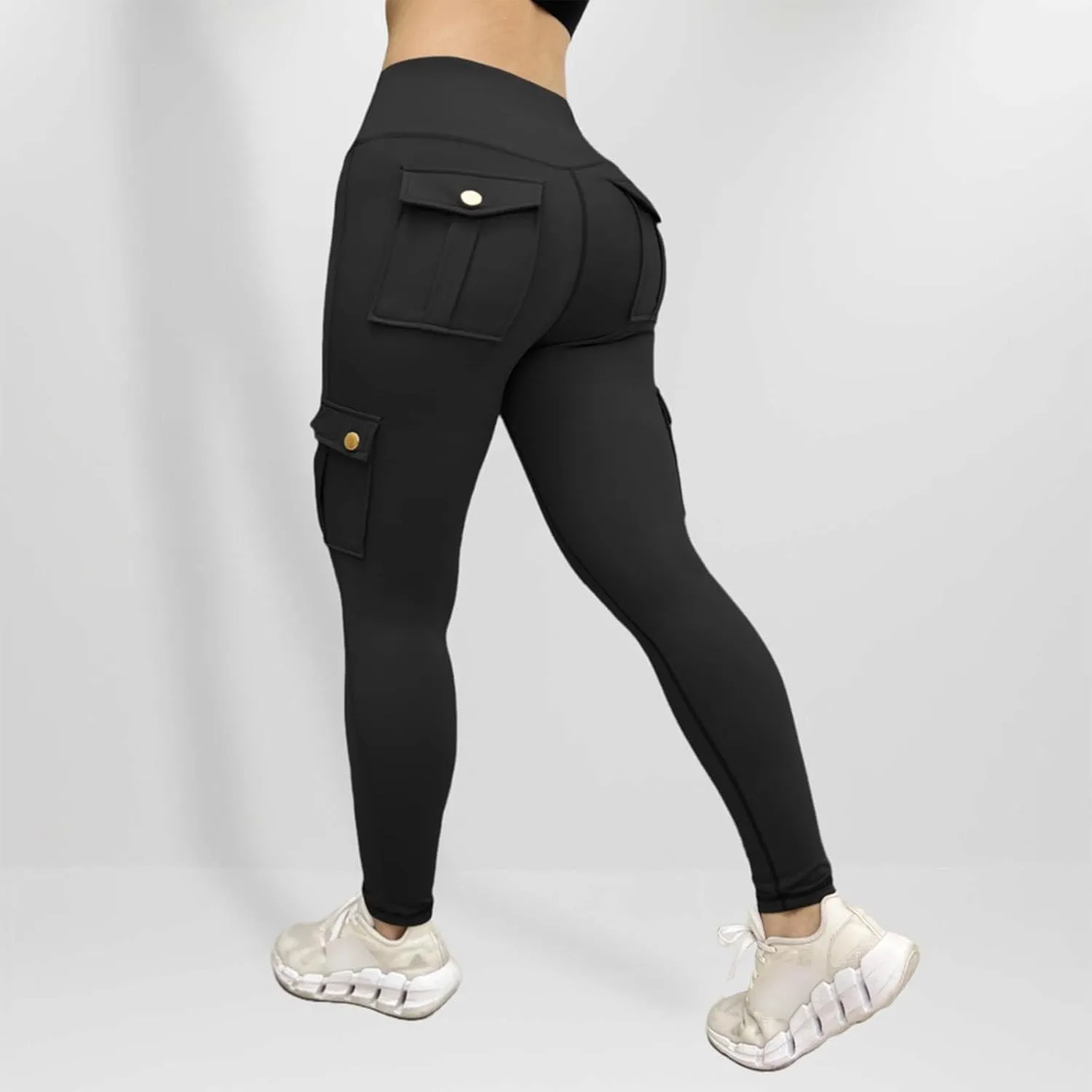 Leggings With Pockets for Women,High Waisted Cargo Pants Women,Tummy Control Butt Lifting Plus Size Workout Leggings