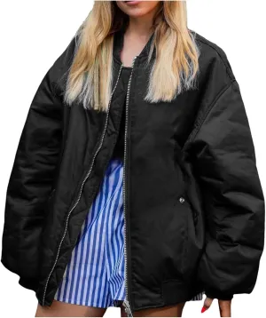 Lightweight Jackets for Women Loose Fit Solid Color Full Zip Baseball Jacket Outdoor Athletic Hiking Fall Outwear