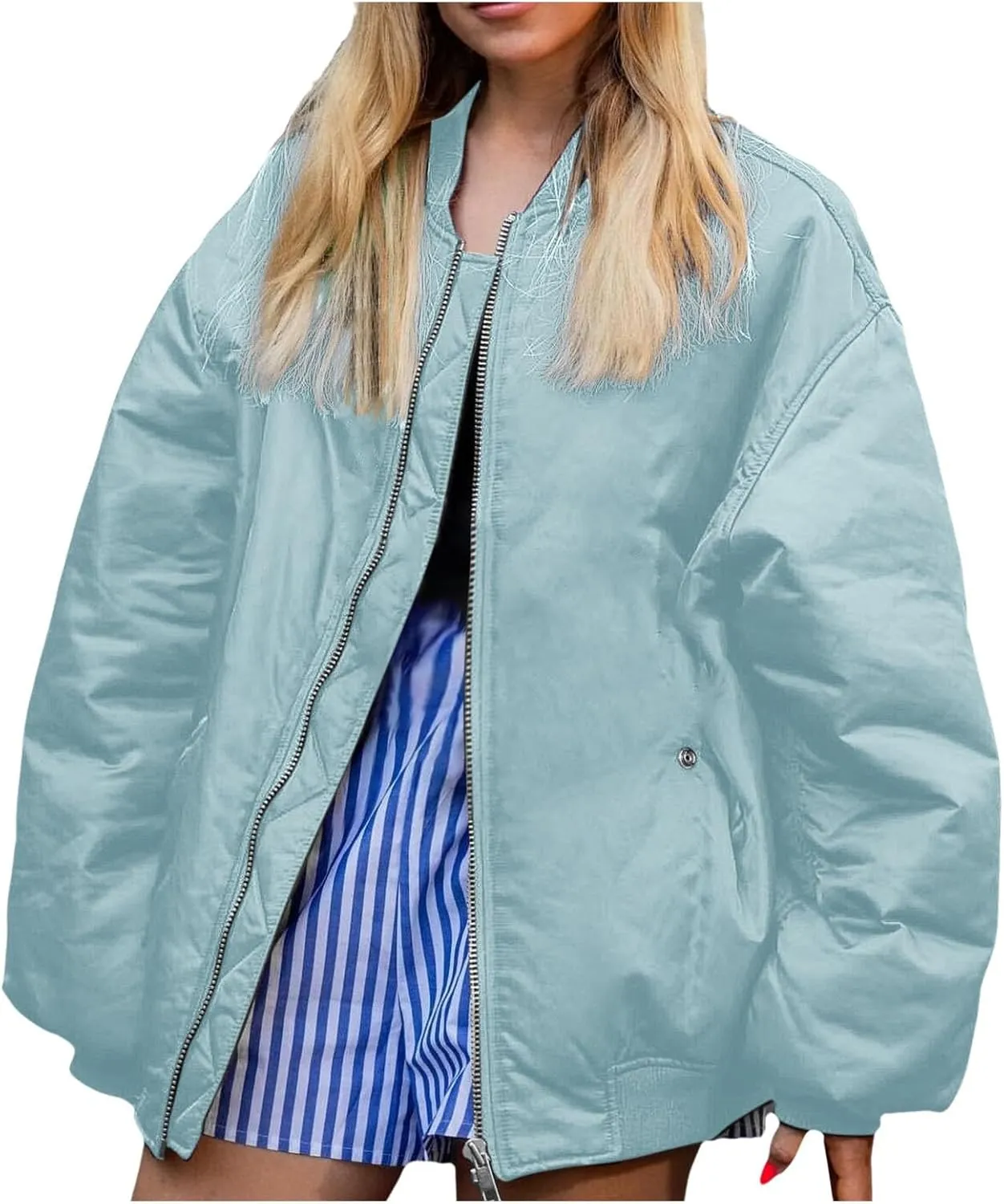 Lightweight Jackets for Women Loose Fit Solid Color Full Zip Baseball Jacket Outdoor Athletic Hiking Fall Outwear