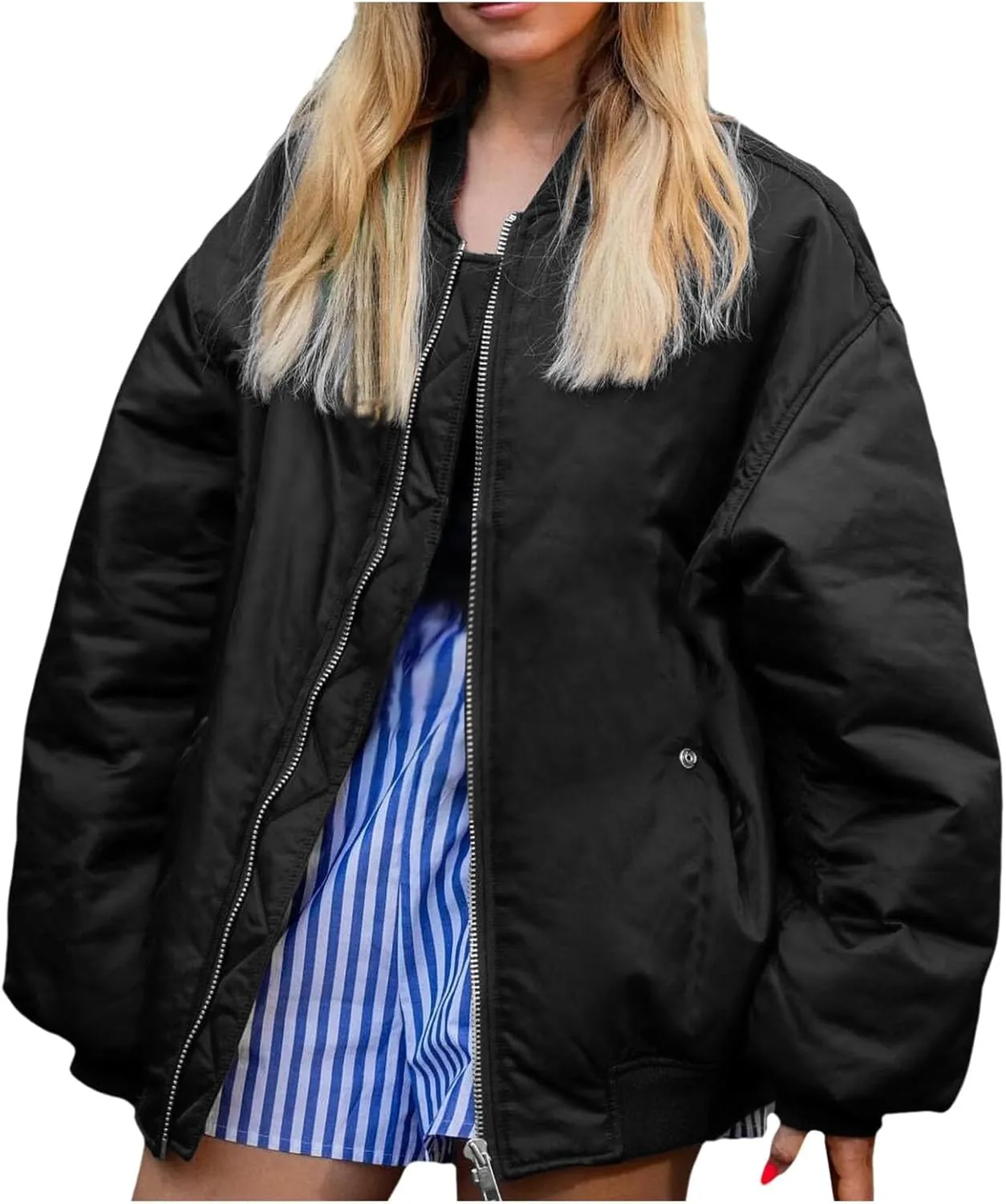 Lightweight Jackets for Women Loose Fit Solid Color Full Zip Baseball Jacket Outdoor Athletic Hiking Fall Outwear