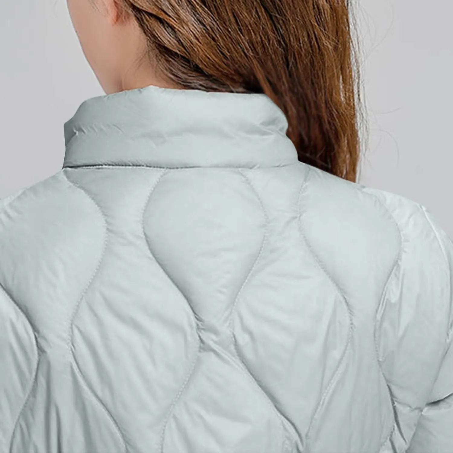 Lightweight Quilted Jackets for Women Stand Collar Jacket Zip up Puffer Jacket Padded Down Jacket with Pockets