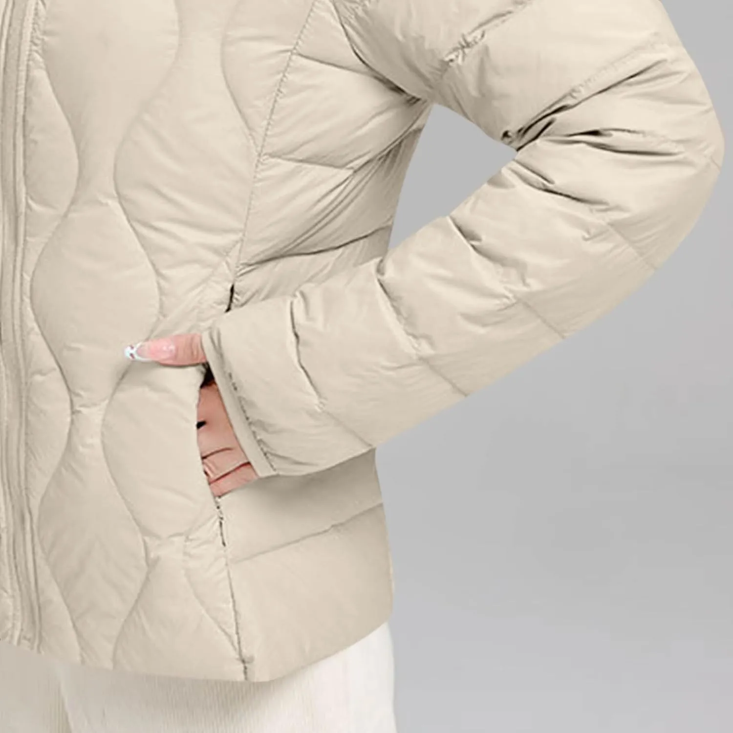 Lightweight Quilted Jackets for Women Stand Collar Jacket Zip up Puffer Jacket Padded Down Jacket with Pockets