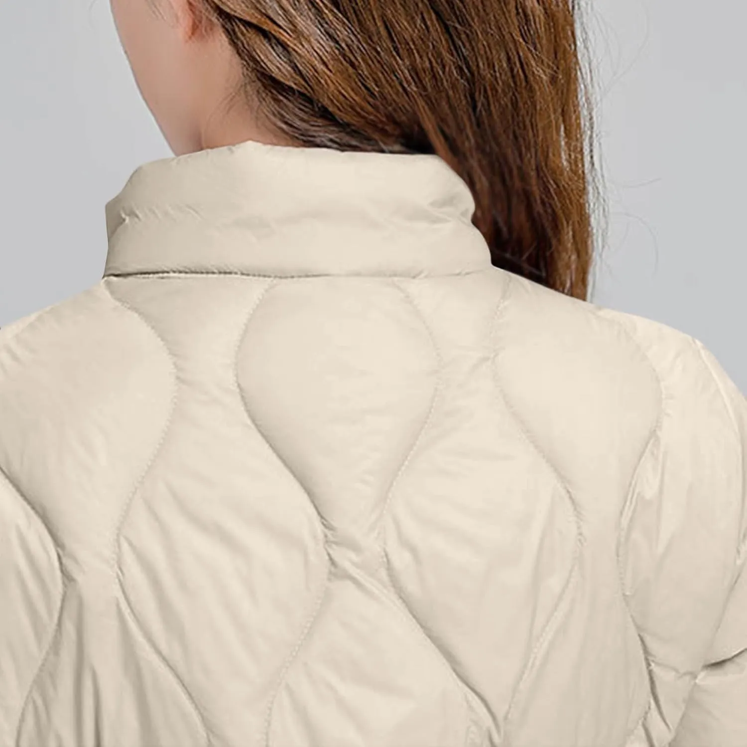 Lightweight Quilted Jackets for Women Stand Collar Jacket Zip up Puffer Jacket Padded Down Jacket with Pockets