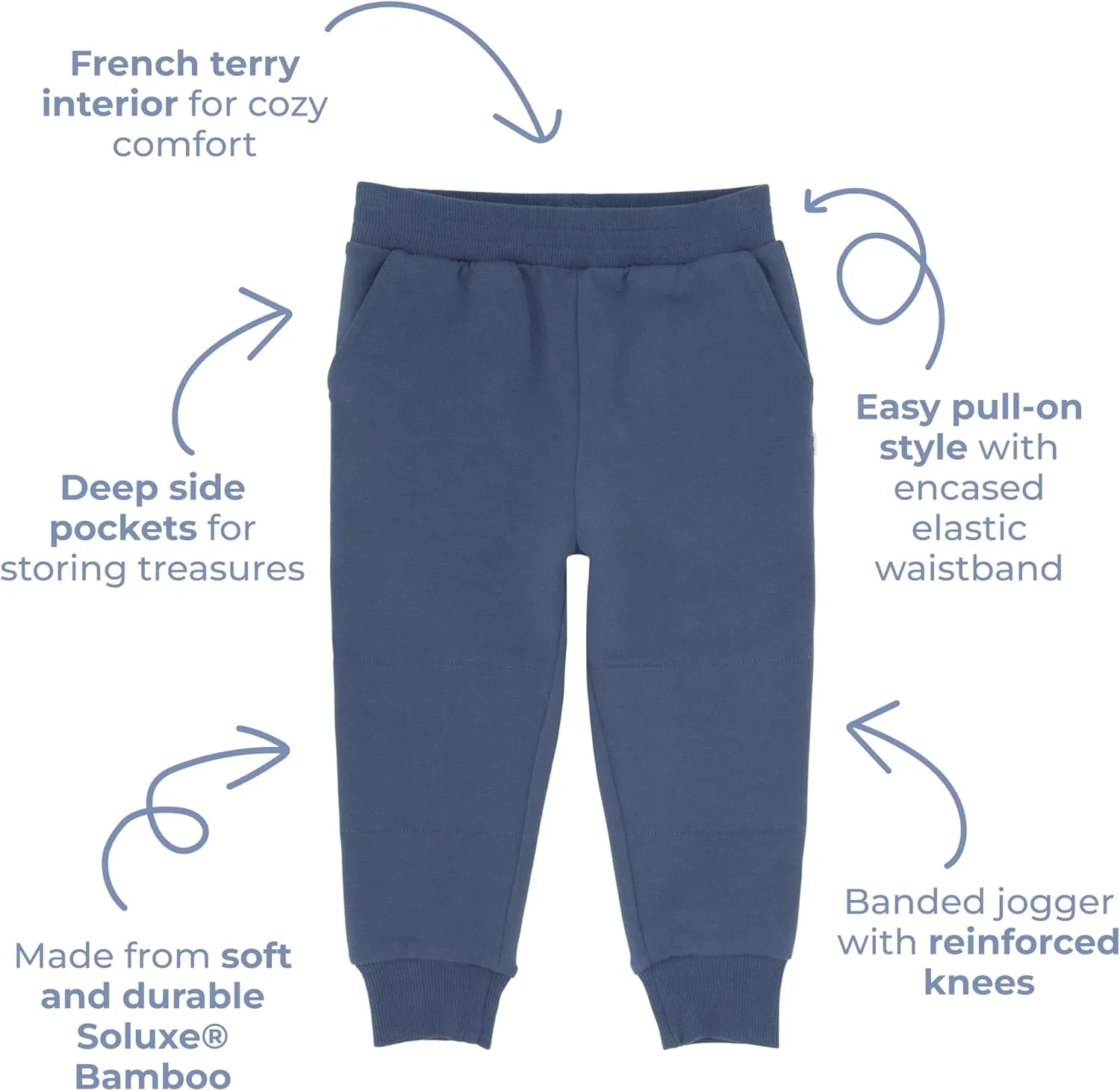 Little Sleepies Joggers for Boys & Girls, Soft Toddler Sweatpants, Baby Boys Pants, Elastic Waistband, Sizes 6M - 6Y
