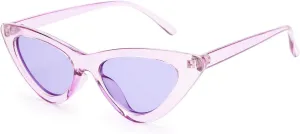 livho Retro Vintage Narrow Cat Eye Sunglasses for Women Clout Goggles Plastic Frame (Clear purple)