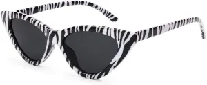 livho Retro Vintage Narrow Cat Eye Sunglasses for Women Clout Goggles Plastic Frame (Zebra Pattern)