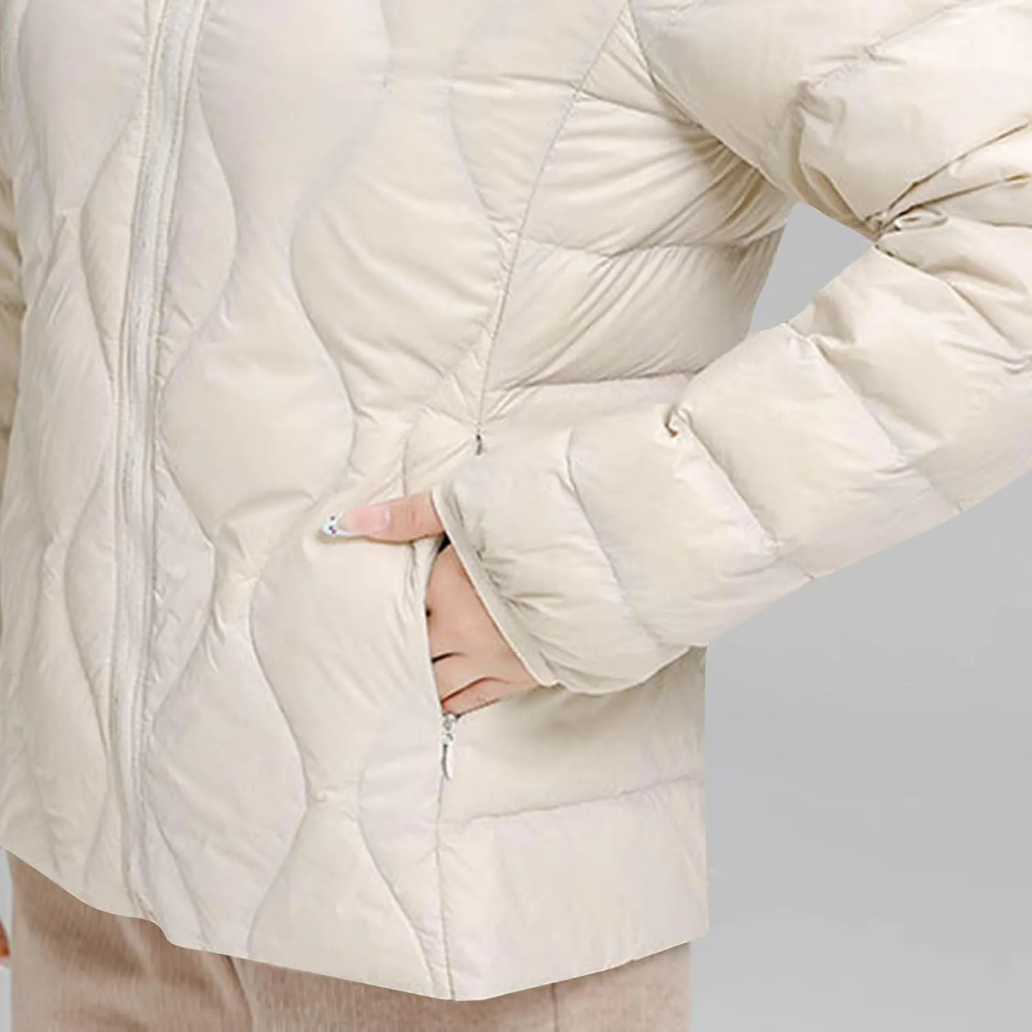 Lmdudan Plus Size Womens Quilted Jacket Lightweight Long Sleeve Hooded Puffer Jackets 2024 Winter Warm Down Coat Outerwear