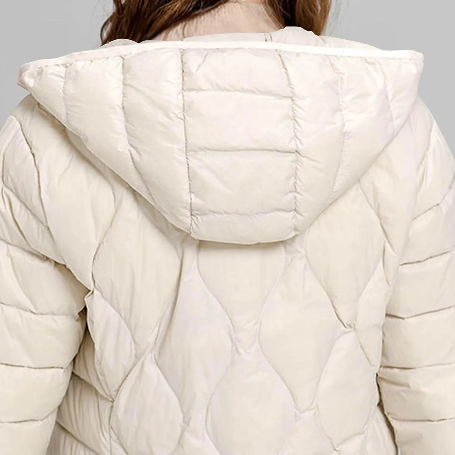 Lmdudan Plus Size Womens Quilted Jacket Lightweight Long Sleeve Hooded Puffer Jackets 2024 Winter Warm Down Coat Outerwear
