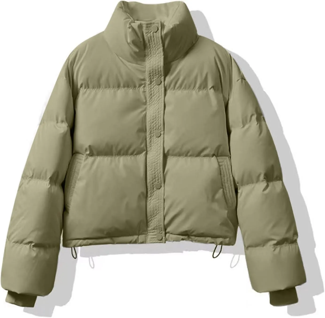 Lmdudan Womens Winter Cropped Puffer Jacket 2024 Trendy Oversized Down Short Puffy Coat Solid Quilted Jackets with Pockets