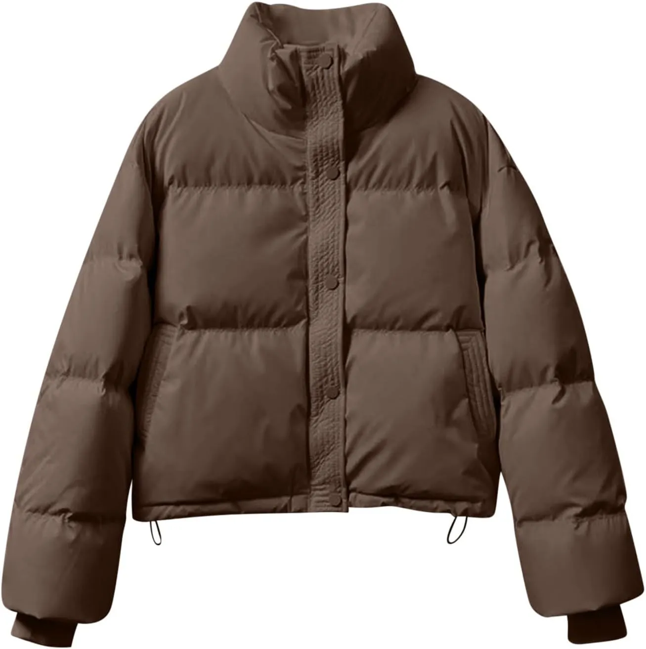 Lmdudan Womens Winter Cropped Puffer Jacket 2024 Trendy Oversized Down Short Puffy Coat Solid Quilted Jackets with Pockets