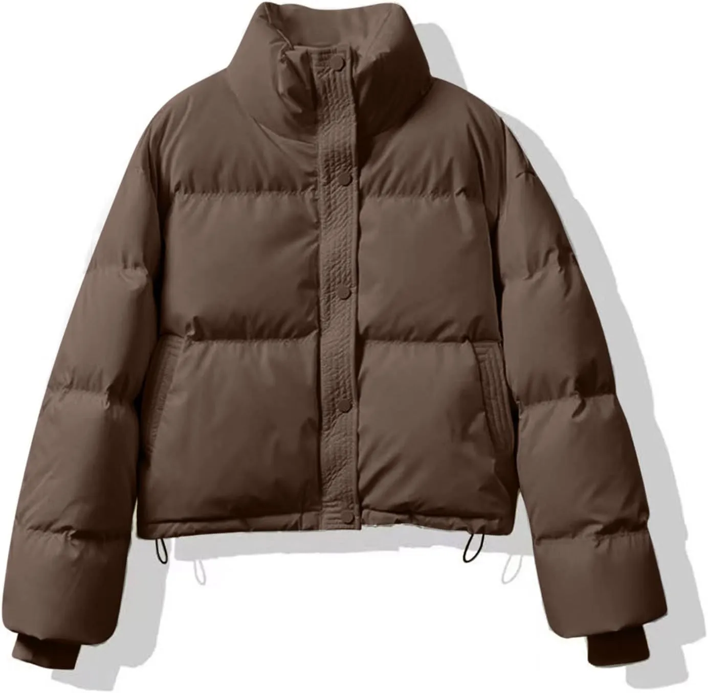Lmdudan Womens Winter Cropped Puffer Jacket 2024 Trendy Oversized Down Short Puffy Coat Solid Quilted Jackets with Pockets