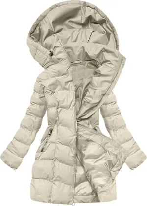 Lmdudan Women's Winter Down Jacket with Hood Quilted Puffer Coats 2024 Fashion Long Sleeve Warm Outwear with Pockets