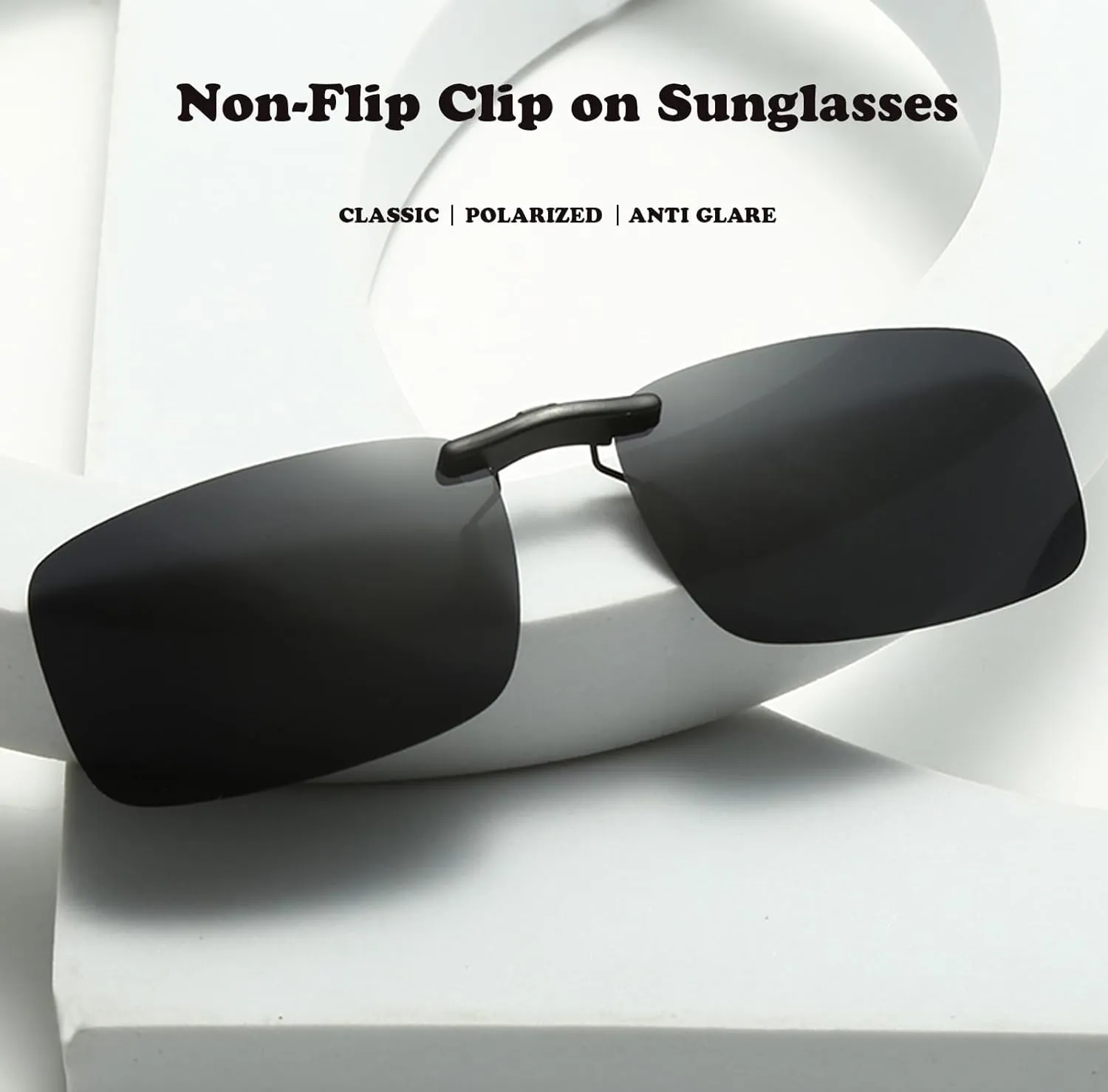 Long Keeper Polarized Clip On Rimless Sunglasses Women Men Square Non-Flip Up Fishing Driving Sunglasses
