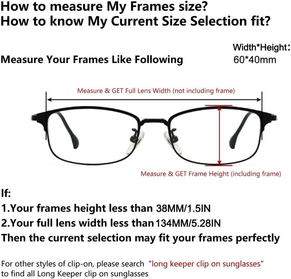 Long Keeper Polarized Clip On Rimless Sunglasses Women Men Square Non-Flip Up Fishing Driving Sunglasses