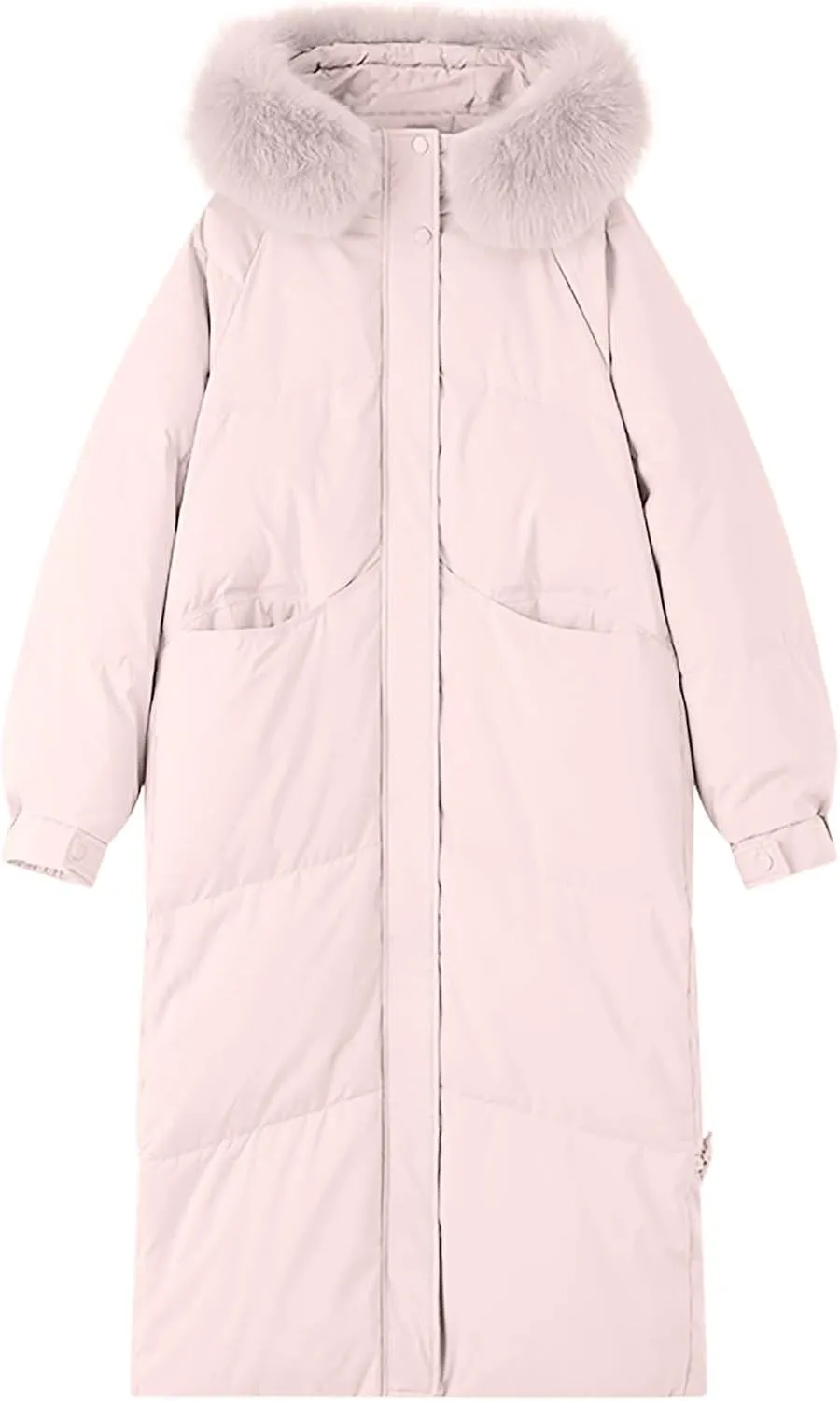 Long Winter Thicken Coats For Women Plus Size Down Jackets Full Length Quilted Puffer Overcoats With Faux Fur Hood