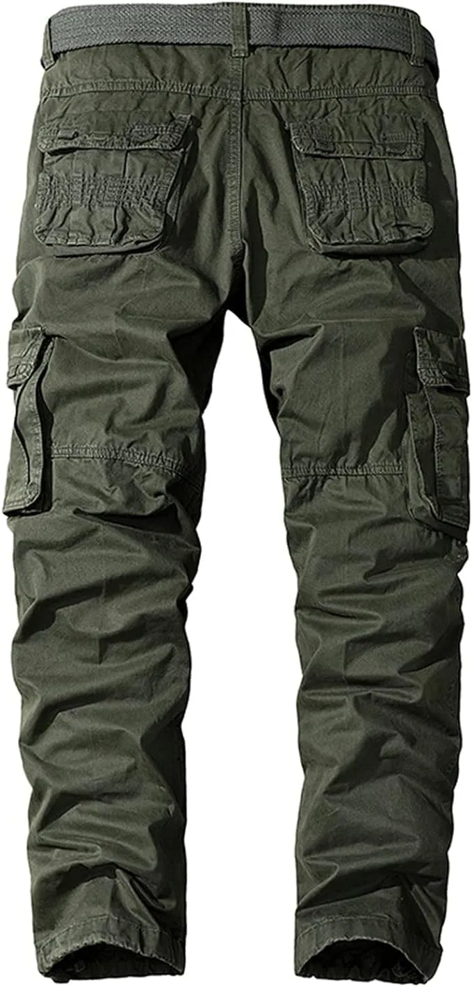 Maiyifu-GJ Men's Cargo Pants with Multi-Pockets Casual Cotton Hiking Pants Sweatpants Straight Leg Athletic Jogger Trousers