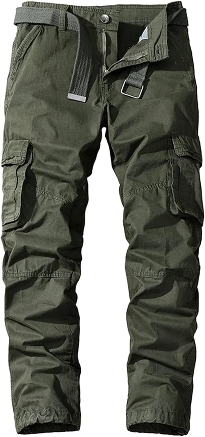 Maiyifu-GJ Men's Cargo Pants with Multi-Pockets Casual Cotton Hiking Pants Sweatpants Straight Leg Athletic Jogger Trousers