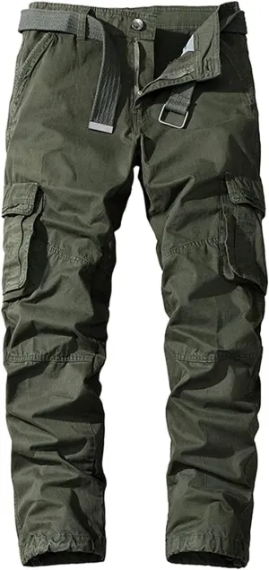 Maiyifu-GJ Men's Cargo Pants with Multi-Pockets Casual Cotton Hiking Pants Sweatpants Straight Leg Athletic Jogger Trousers