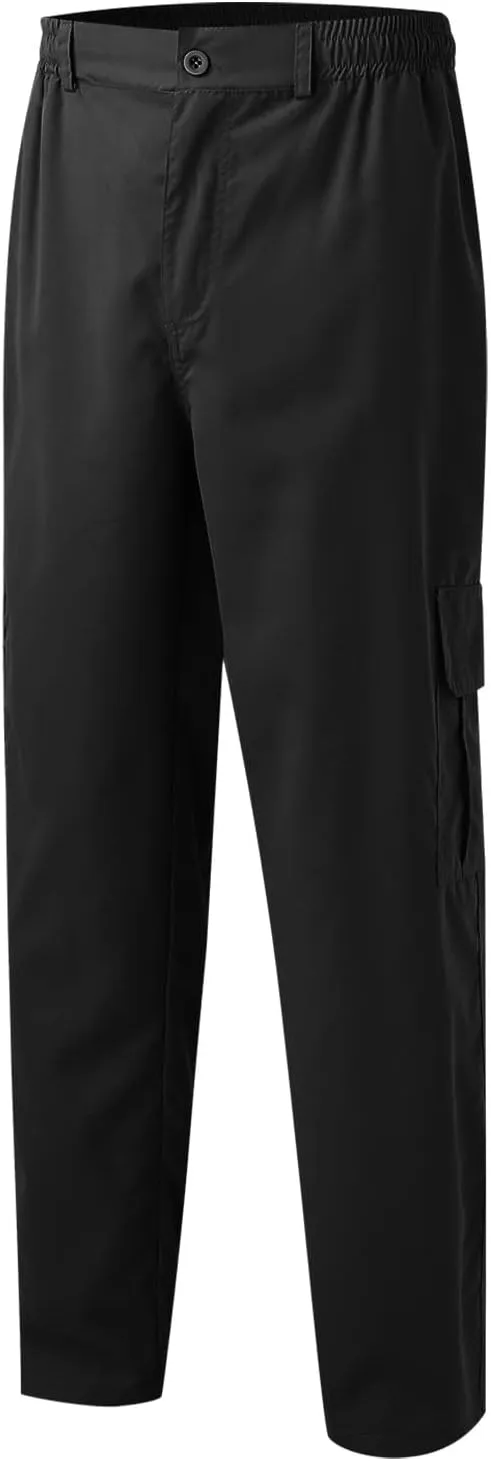 Male Versatile All Season Cargo Pants Multi Pocket Zip Button Hem Solid Color Plus Size Outdoor Lightweight Pants