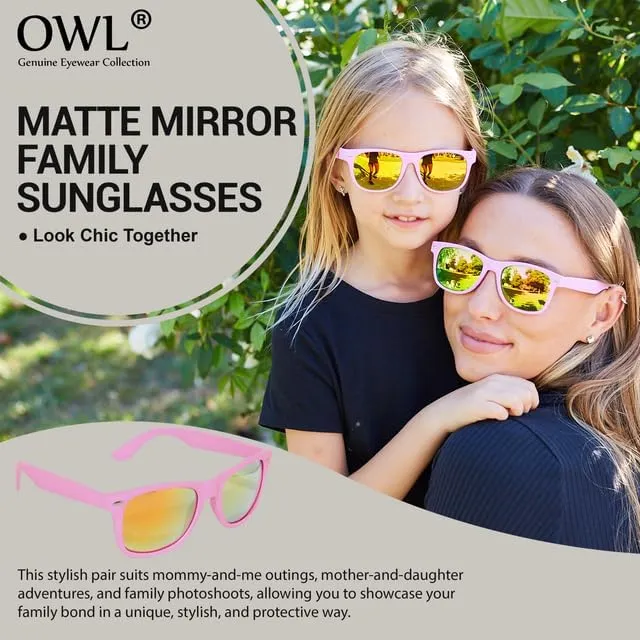Matching Family Retro Sunglasses - UV400 Colorful Frame Mirror Glasses - Parent & Child Family Photo Matching Outfits