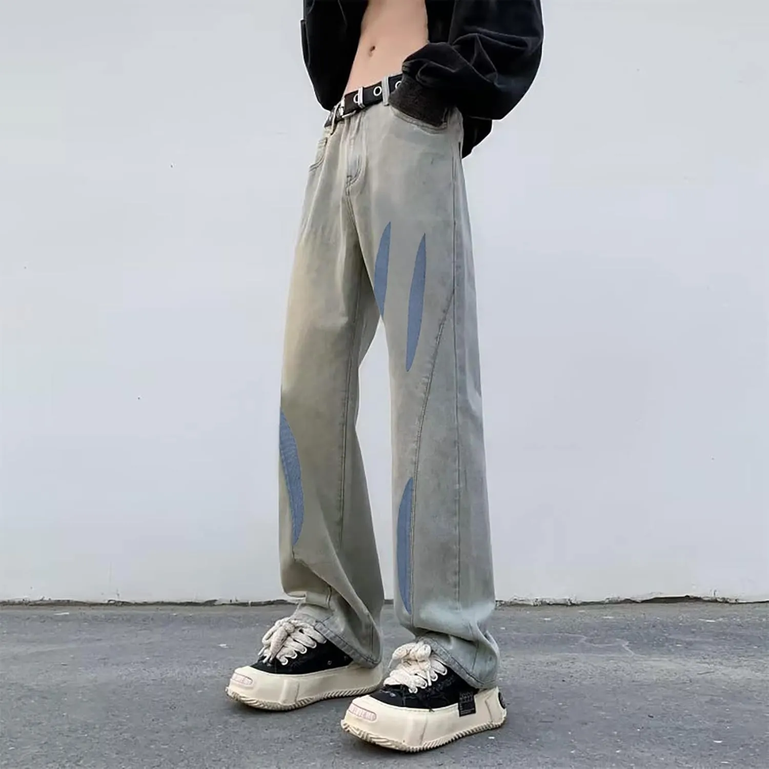 Means Jeans Comfort Stretch Denim Straight Leg Relaxed Fit Jeans for Men Flat Front Hidden Comfort Waistband Pant
