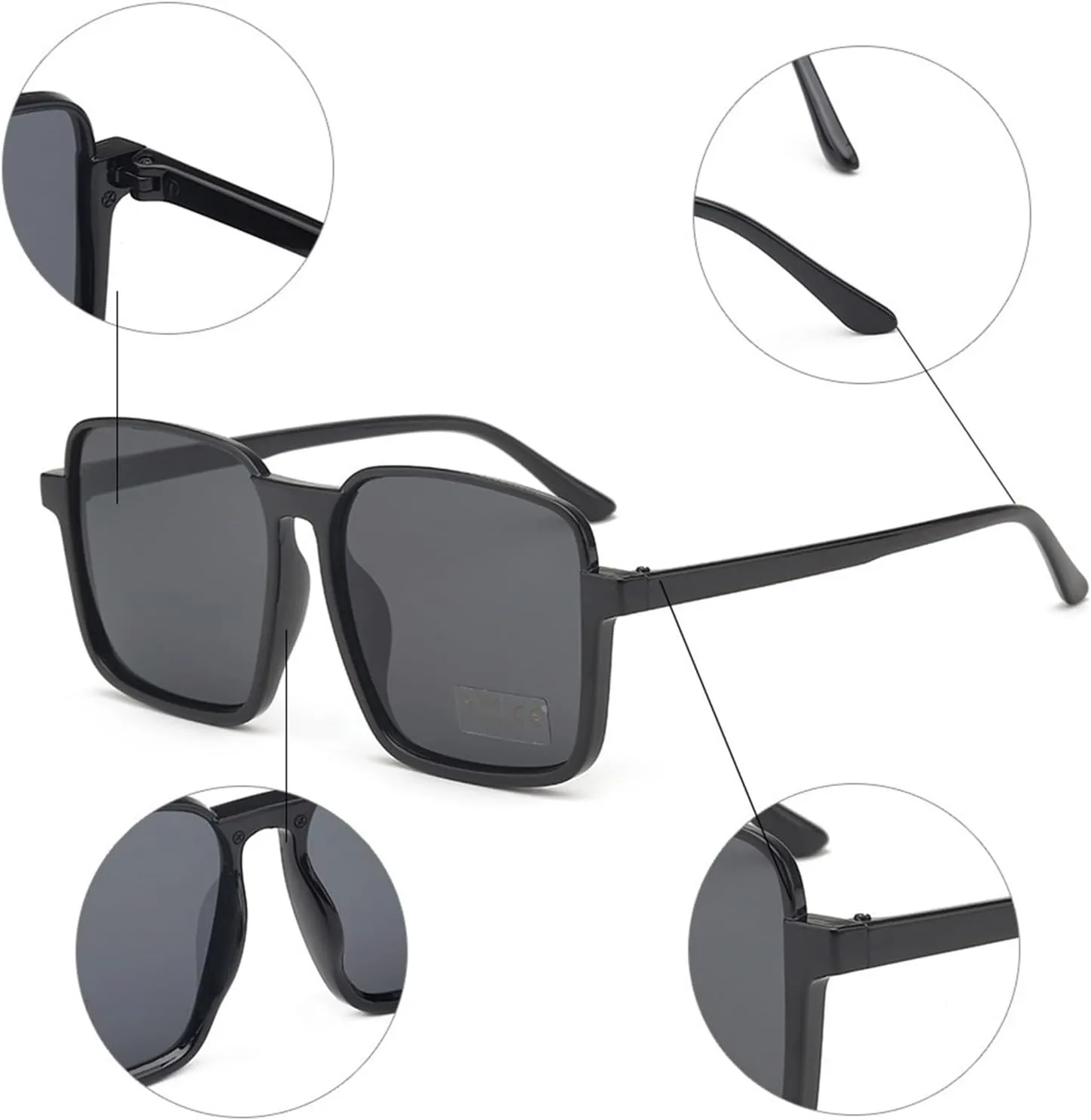 Men And Women Square Large Frame Fashion Outdoor Driving Beach Vacation Polarized Sunglasses