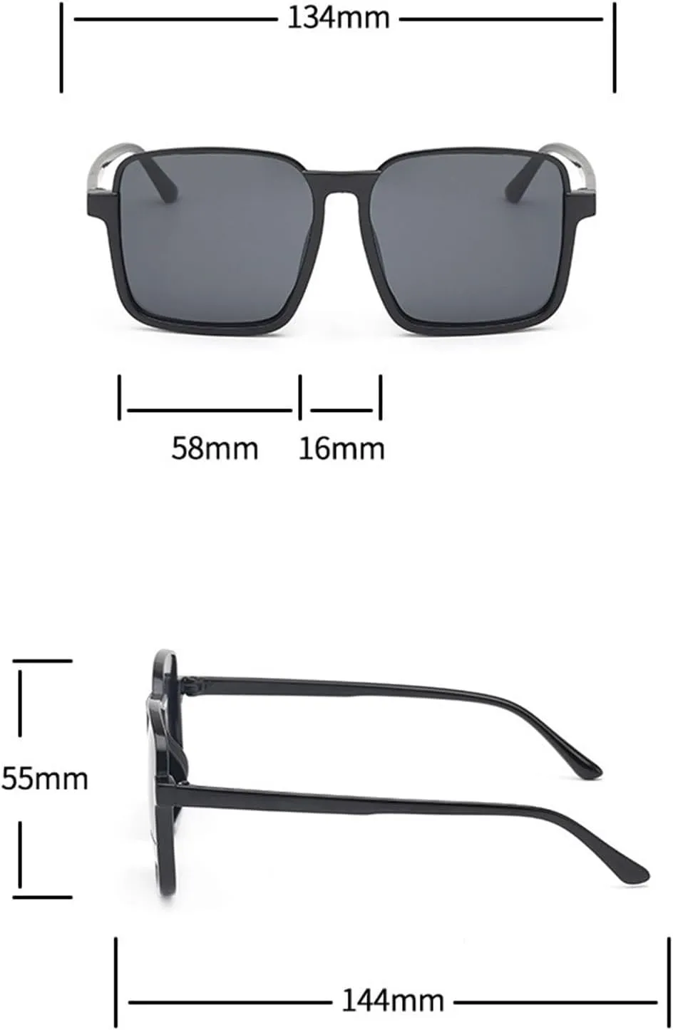 Men And Women Square Large Frame Fashion Outdoor Driving Beach Vacation Polarized Sunglasses
