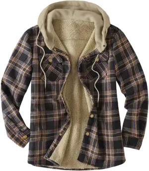 Men Casual Sherpa Fleece Lined Plaid Flannel Shirts Jackets Heavyweight Thermal Button Up Winter Warm Work Coat Outwear