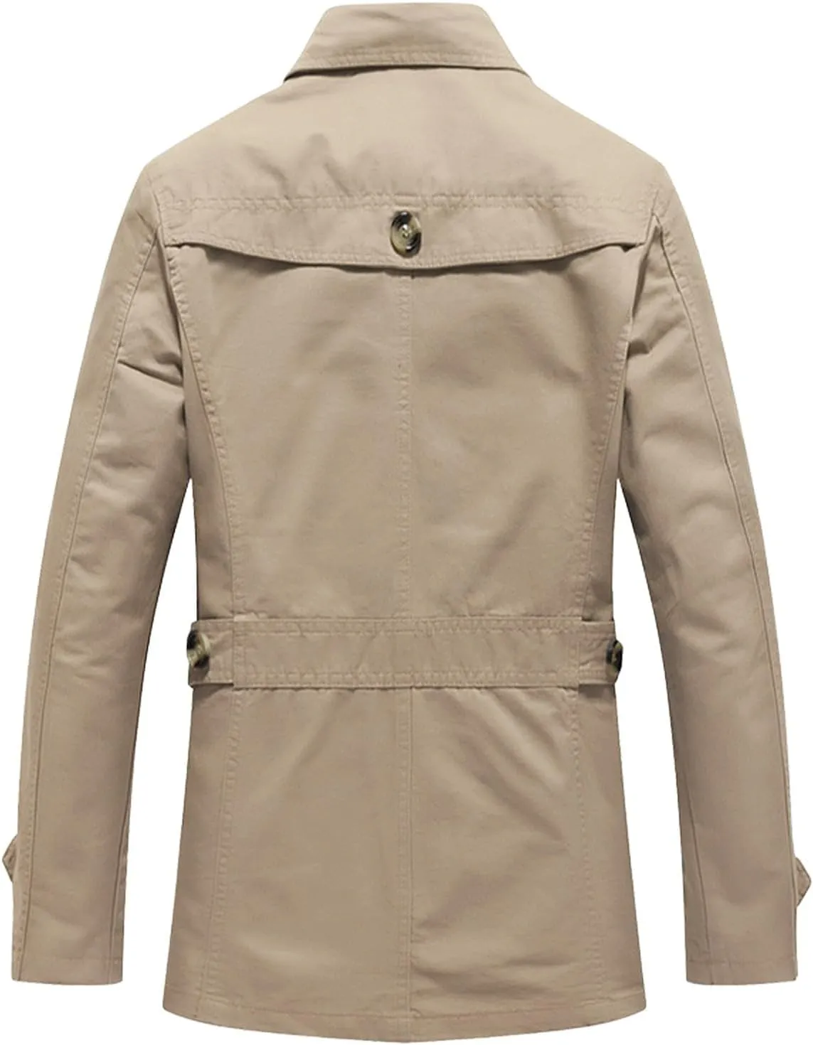 Men Cotton Peacoat Trendy Single Breasted Notch Collar Trench Coat Oversize Business Work Windproof Jacket with Belt