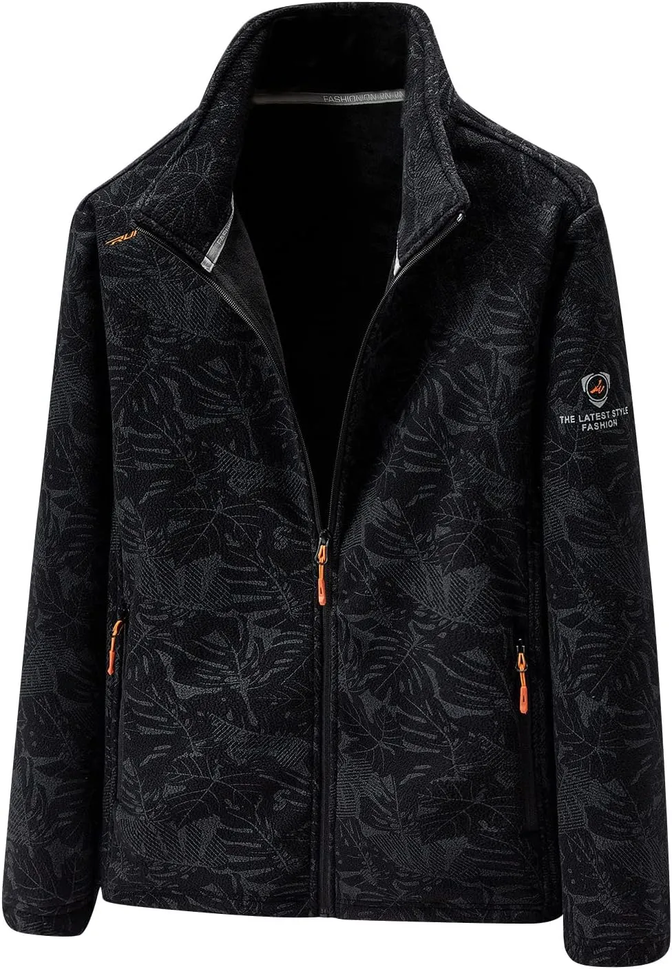 Men Fleece Jacket Winter Warm Lightweight Stand Collar Coat Full Zip Long Sleeve Jackets for Hiking Travel Casual Outwear